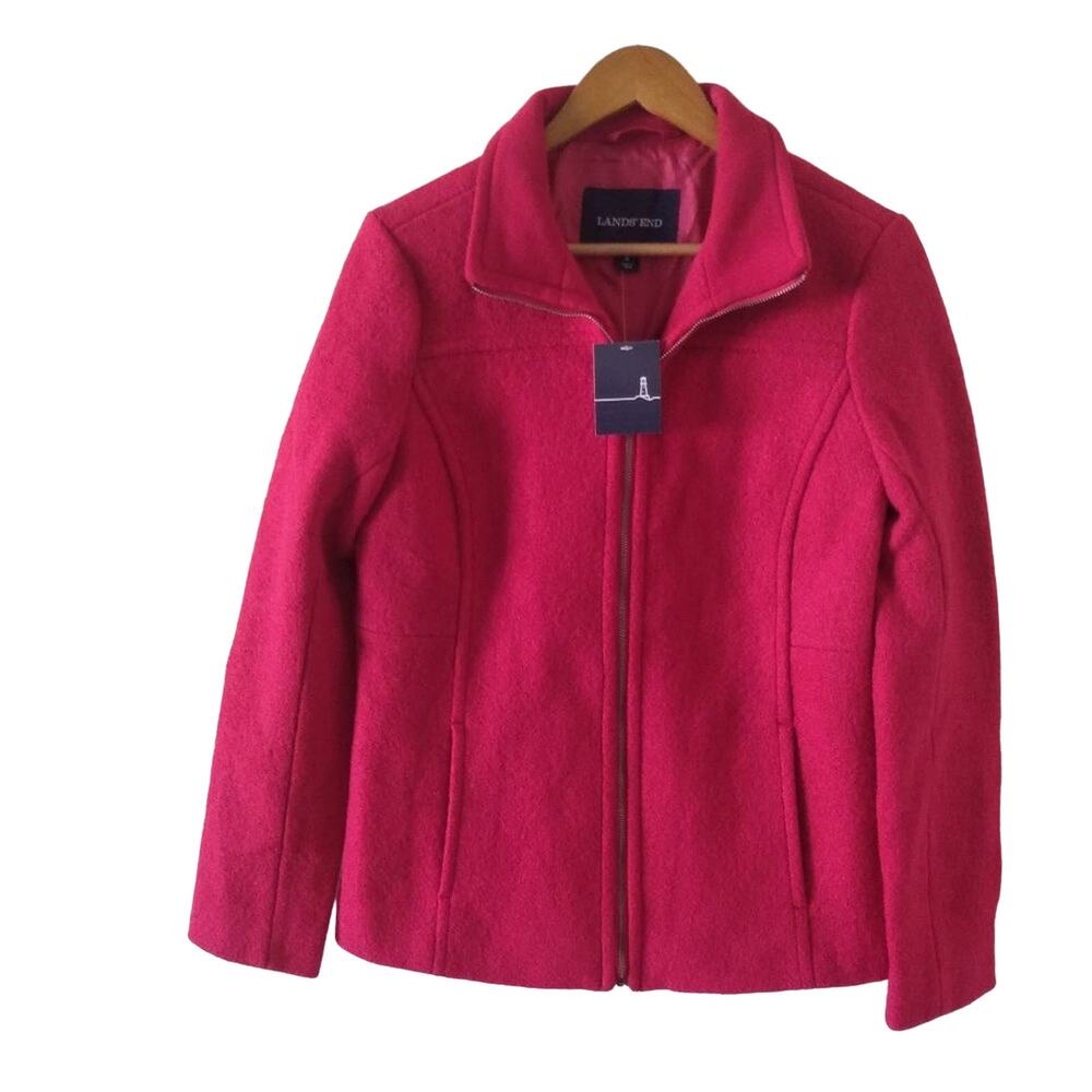 Zip Up Berry Red Broil Wool Blend L/S Jacket- Sz 8
